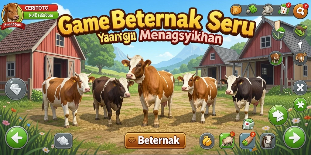 Antarmuka menarik dan interaktif dari game Beternak CERITOTO.