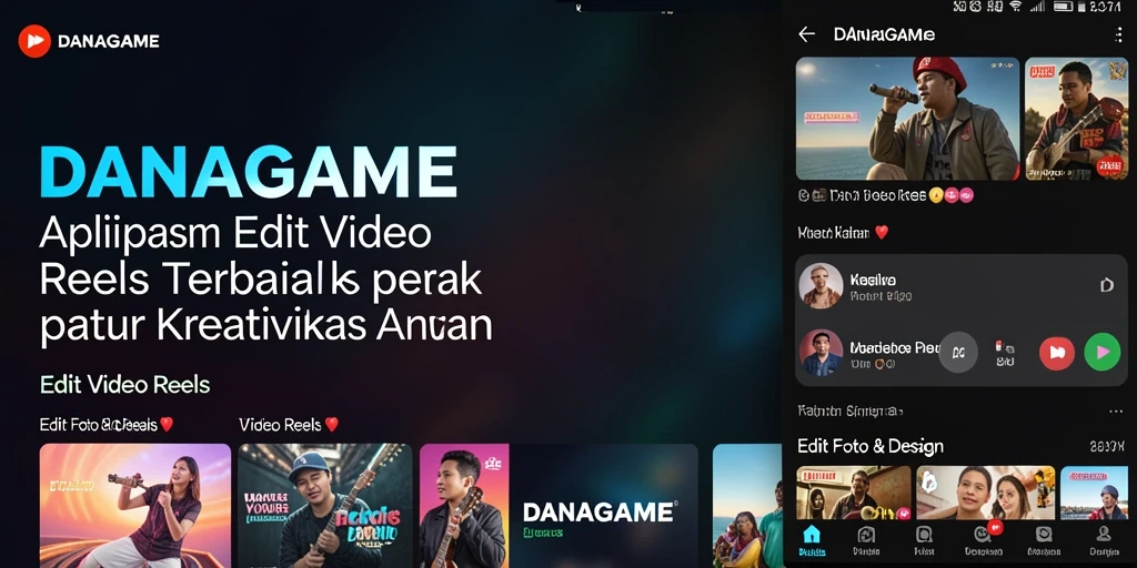 Antarmuka intuitif DANAGAME untuk edit video reels yang kreatif.