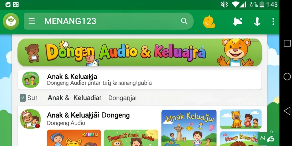 Antarmuka pengguna <strong>MENANG123</strong> yang menarik untuk dongeng audio.