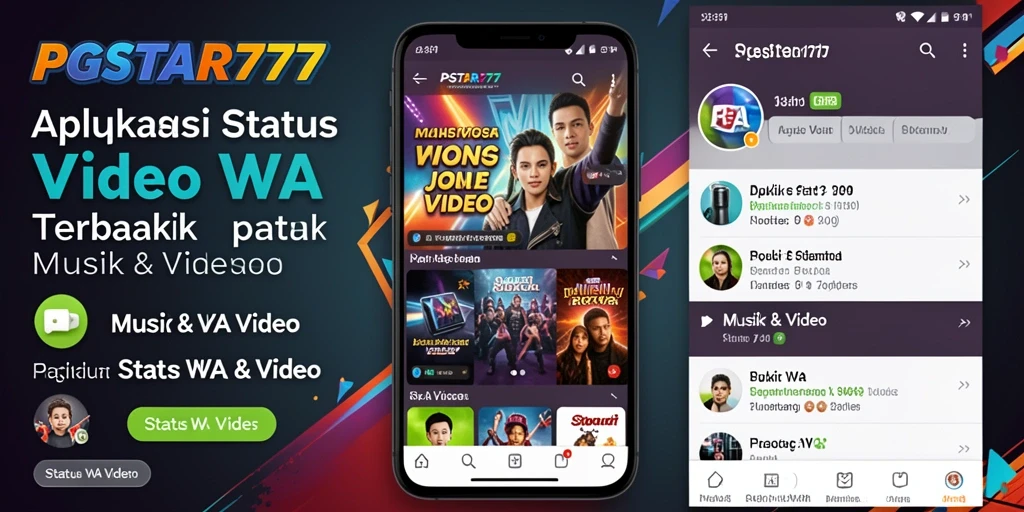 Screenshot PGSTAR777 menampilkan antarmuka pengguna untuk mengunduh Status WA Video.